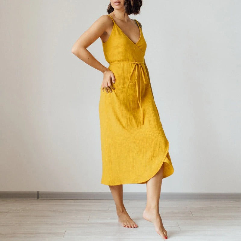 Mouwloze Zomerjurk V-hals Crêpe Jurk