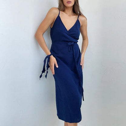 Mouwloze Zomerjurk V-hals Crêpe Jurk