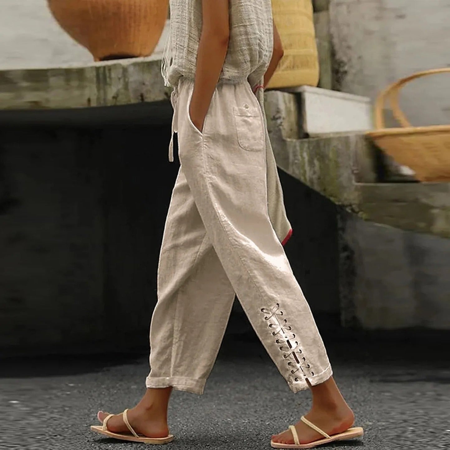 Vrouwelijke Wijde Broek Baggy Stijl Casual Pijpen