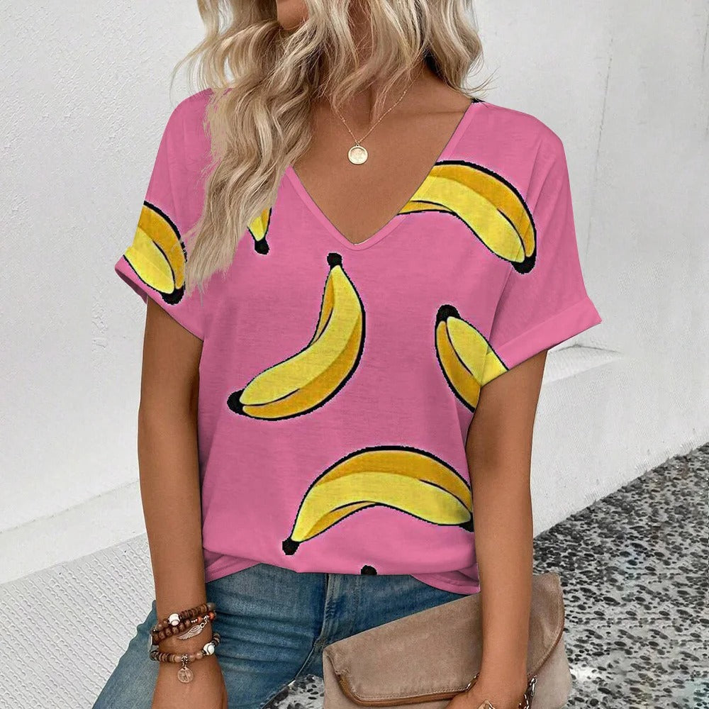 Vrouwen T-shirt Zomerse Fruitprint Korte Mouw