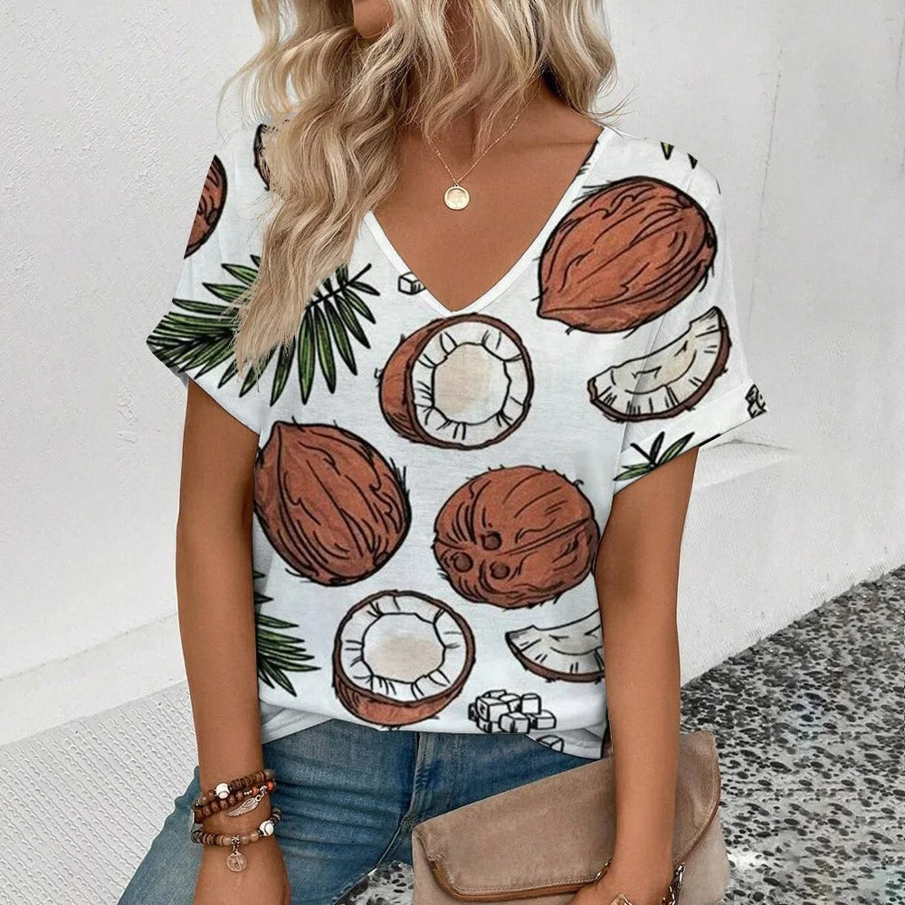 Vrouwen T-shirt Fruitprint Zomerse Look - StudioMarella