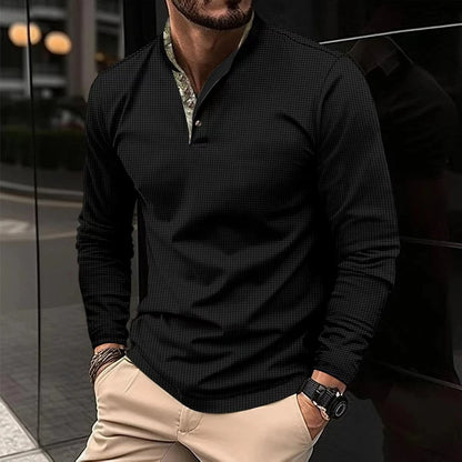Herensweater Polo Gekleurde Kraag Stijlvol Casual