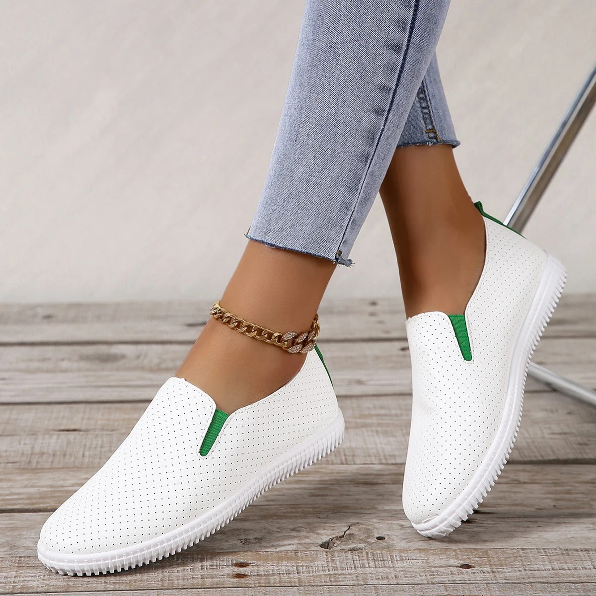 Dameschoenen Comfortabele Platte Leer Schoenen