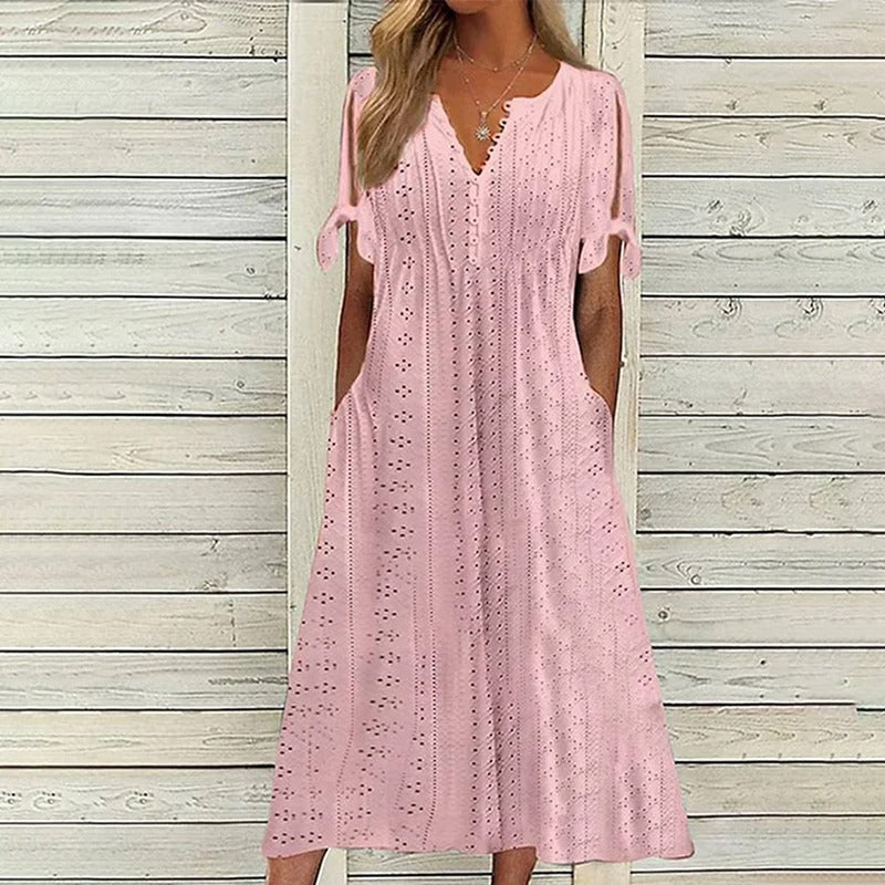 Elegante Kanten Jurk Voor Dames Zwart Rood Roze