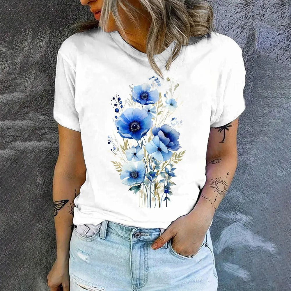 Vrouw T-shirt Korte Mouw Zomerse Camila Stijl