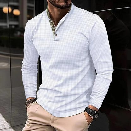 Herensweater Polo Gekleurde Kraag Stijlvol Casual