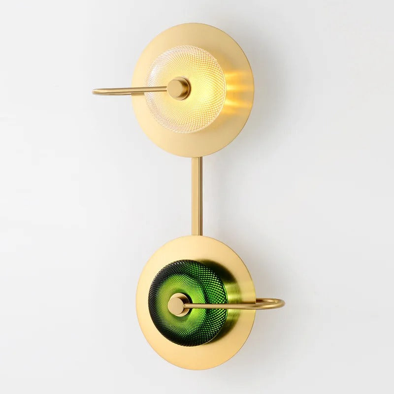 Messing Wandlamp met Glazen Kap - Modern Scandinavisch Design - Groen & Helder Glas - 2 & 3-Lichtpunt Opties