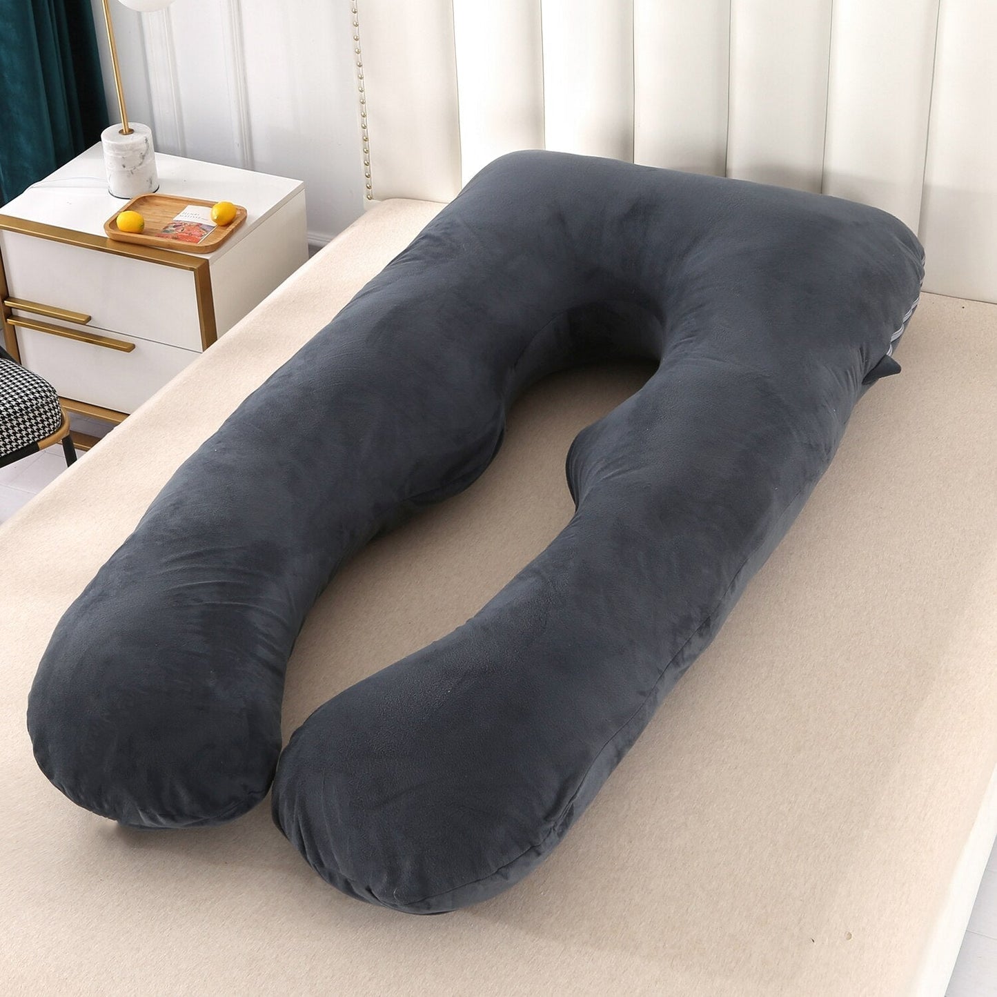Zijligger Lichaamskussen 130x70cm Ergonomisch Zwangerschap Rugpijn Comfort Katoen Slaaphouding Ondersteuning