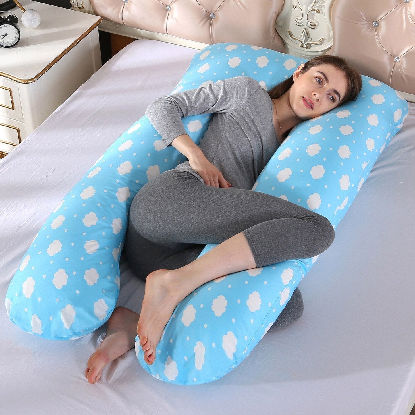 Zijligger Lichaamskussen 130x70cm Ergonomisch Zwangerschap Rugpijn Comfort Katoen Slaaphouding Ondersteuning