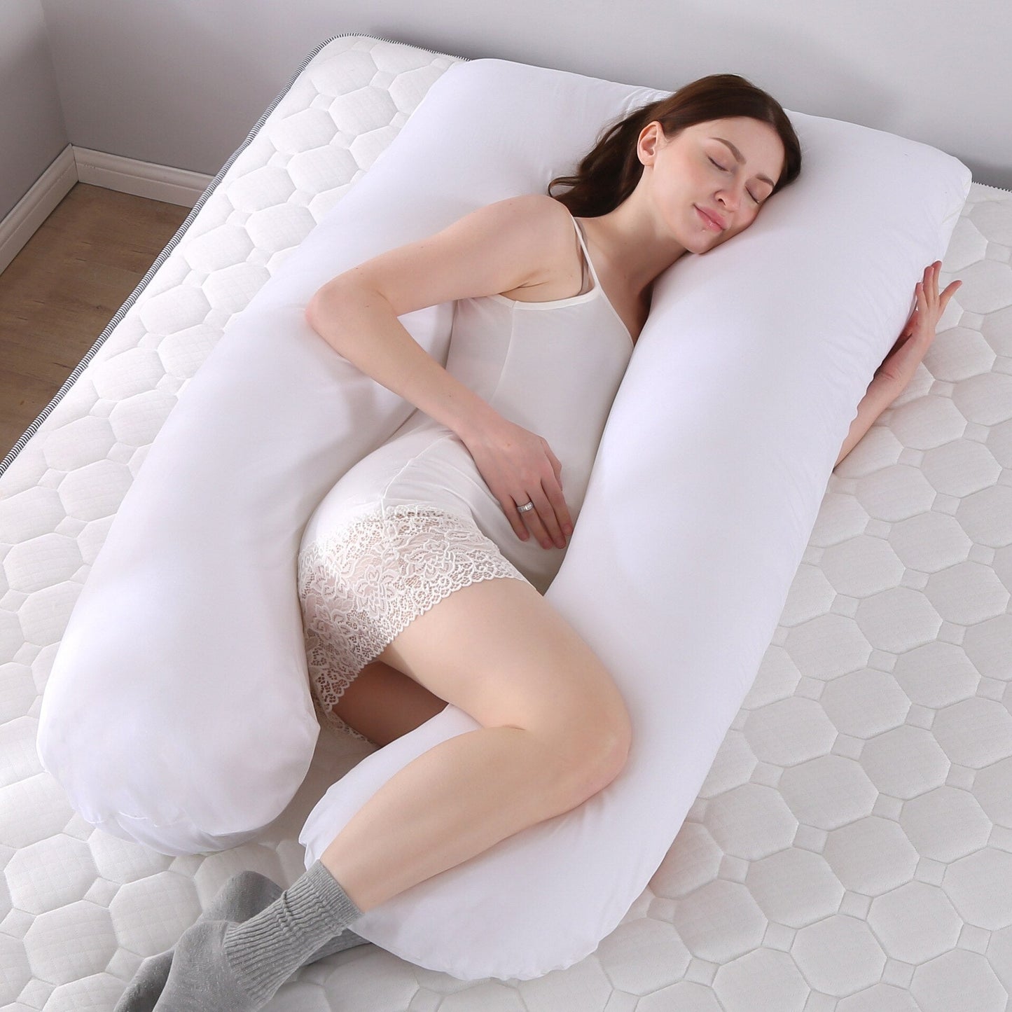 Zijligger Lichaamskussen 130x70cm Ergonomisch Zwangerschap Rugpijn Comfort Katoen Slaaphouding Ondersteuning