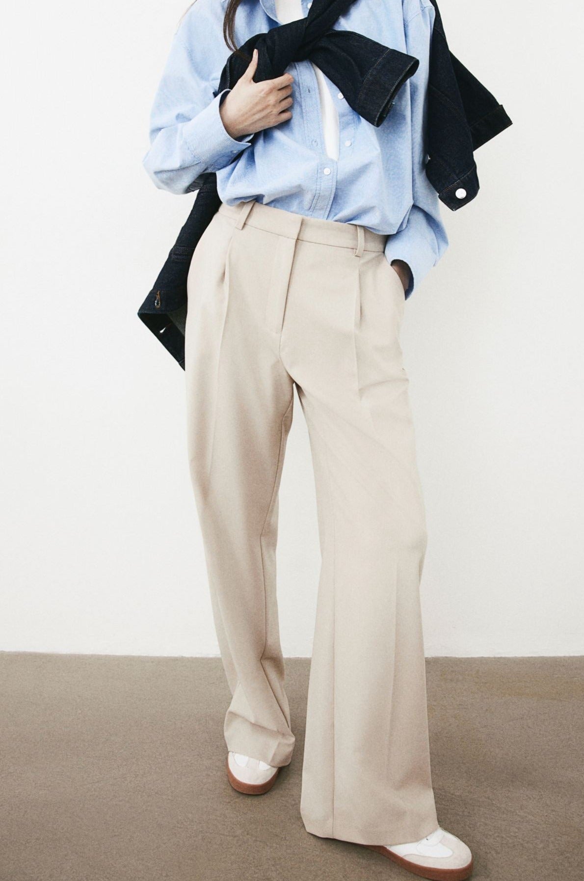 Dames Broek Wijd Model Rechte Pijp met Plooien