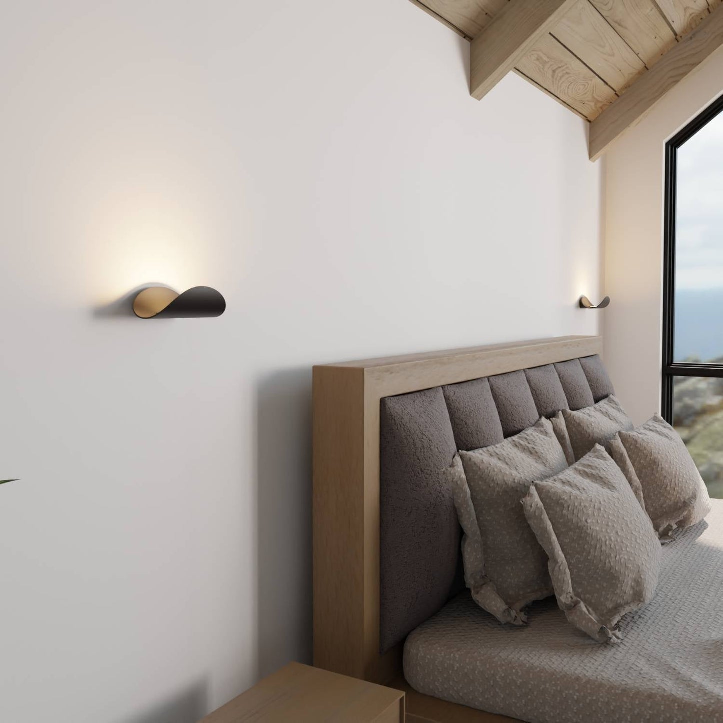 Minimalistische half ronde led wandlamp met warm indirect licht voor binnen en beschut buiten