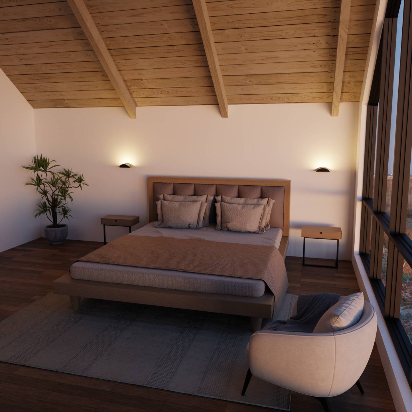 Minimalistische half ronde led wandlamp met warm indirect licht voor binnen en beschut buiten