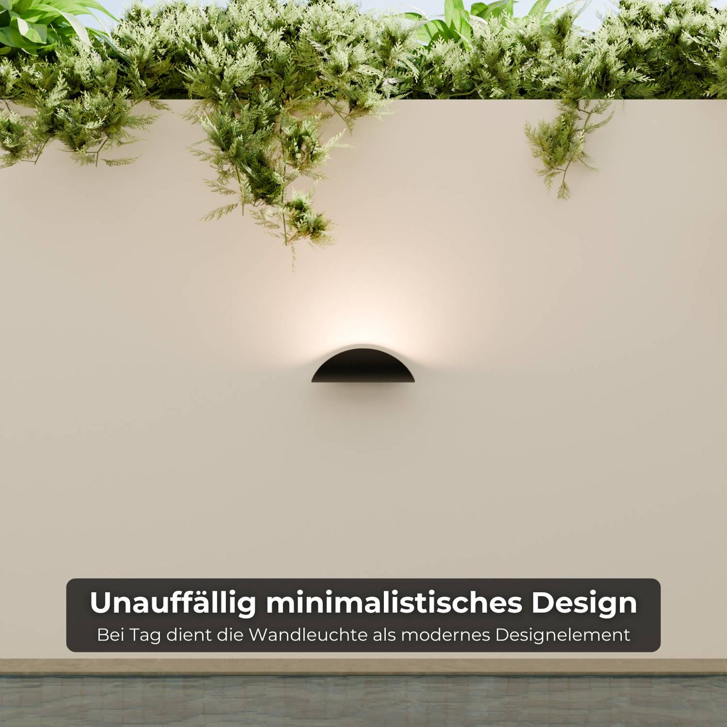 Minimalistische half ronde led wandlamp met warm indirect licht voor binnen en beschut buiten