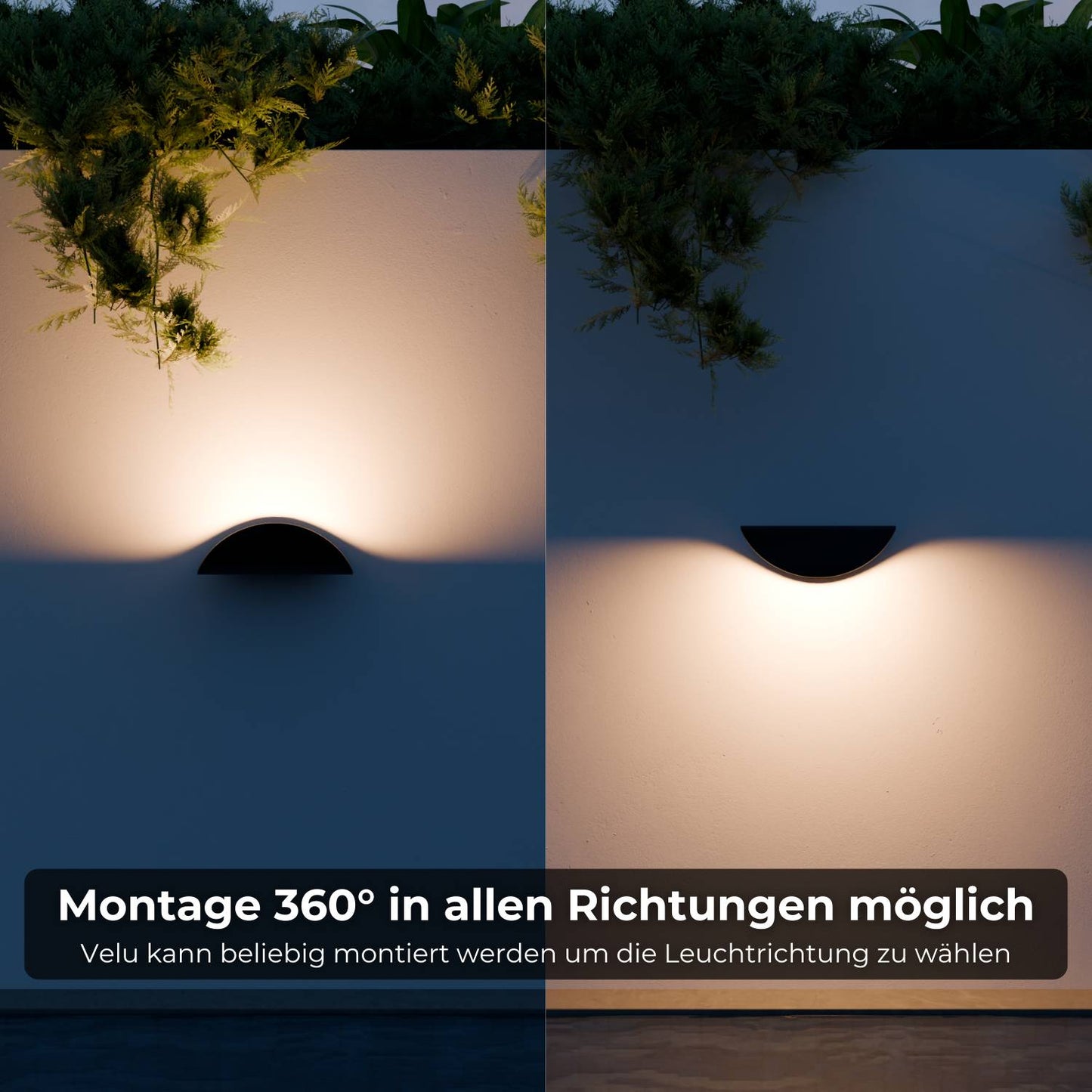Minimalistische half ronde led wandlamp met warm indirect licht voor binnen en beschut buiten