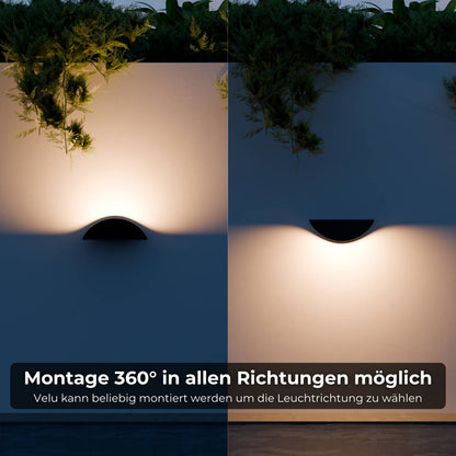 Minimalistische half ronde led wandlamp met warm indirect licht voor binnen en beschut buiten