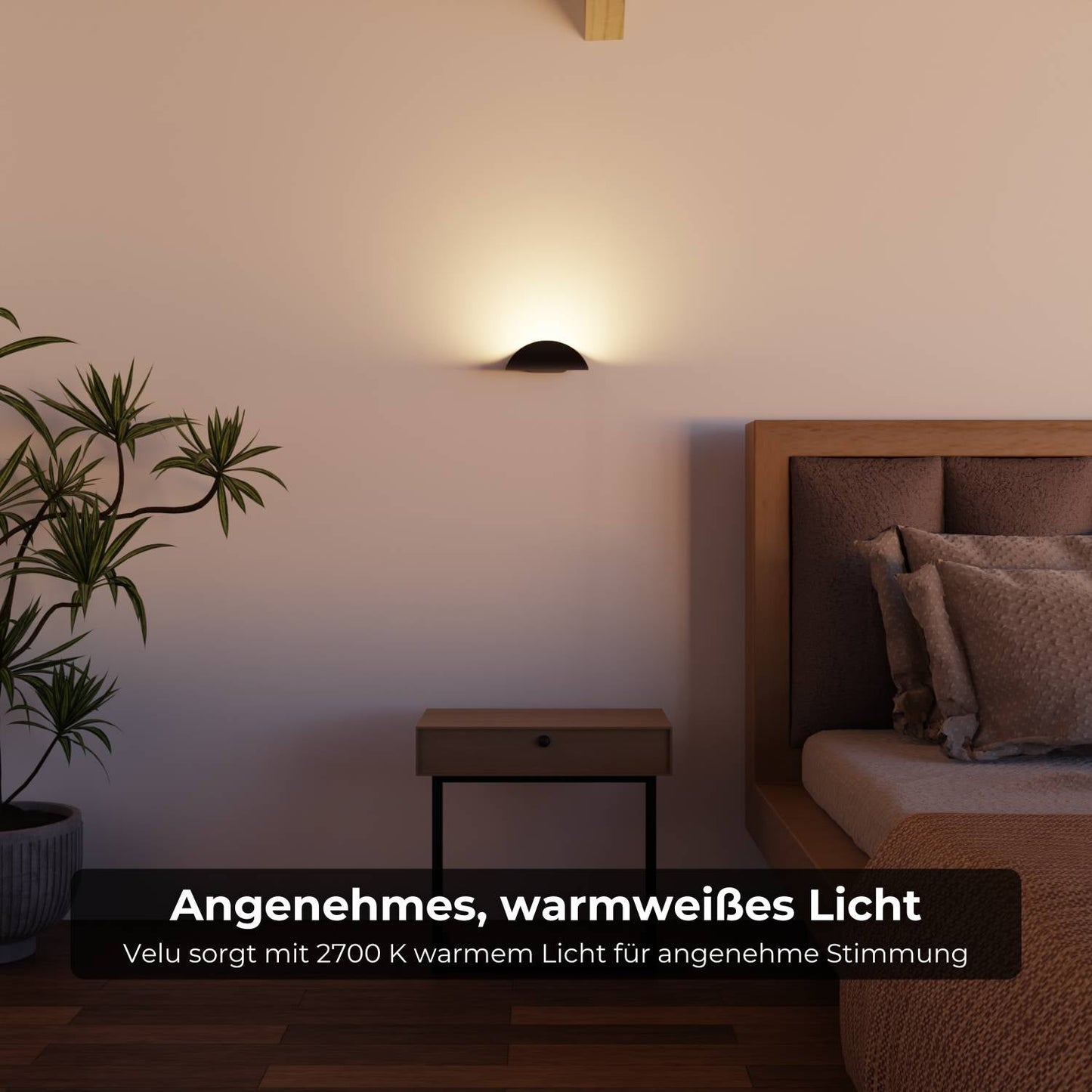 Minimalistische half ronde led wandlamp met warm indirect licht voor binnen en beschut buiten