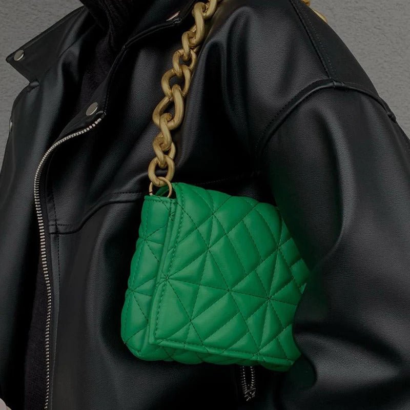 Vegan Leren Schouderbag Groen Met Ketting