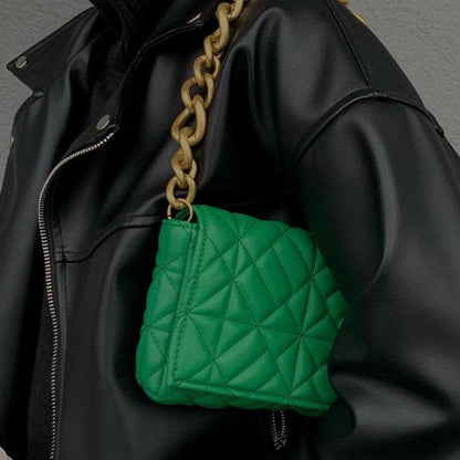 Vegan Leren Schouderbag Groen Met Ketting