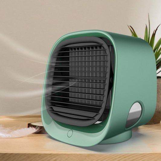 Compacte airco met luchtkoeler en luchtbevochtiger voor slaapkamer en kantoor via usb