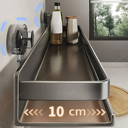 Wandrek Kruidenhouder Zuignap RVS Keuken Opbergrek Zonder Boren 30-50cm Verstelbaar Montage Muurbevestiging