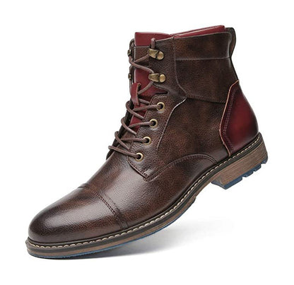 Zwarte Leren Herenlaarzen Klassiek Model Elegante Stijl