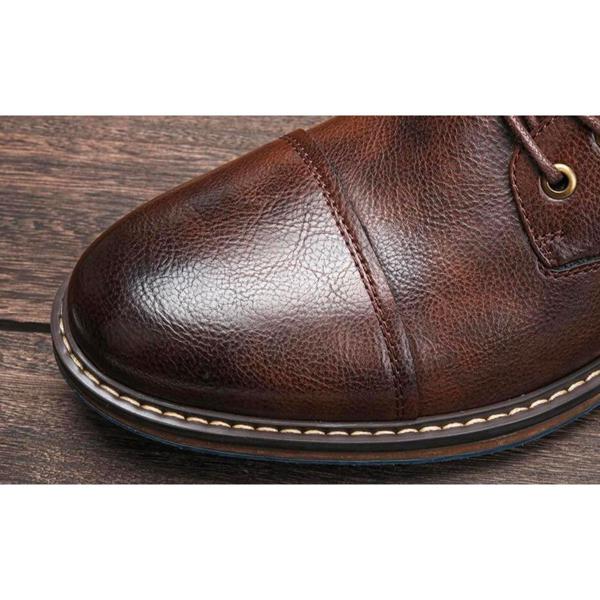 Zwarte Leren Herenlaarzen Klassiek Model Elegante Stijl