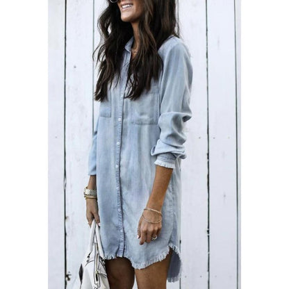 Blauwe Denim Jurk Kort Model voor Vrouw - StudioMarella