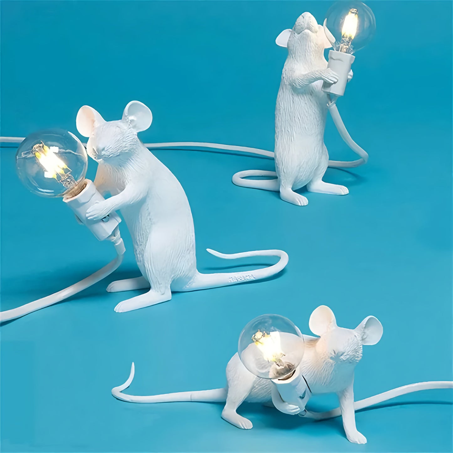 Decoratieve Tafellamp met Dierenfiguur – Hars – Gouden en Witte Muis – E12 – Warme Sfeerverlichting voor Woonkamer Slaapkamer Kantoor