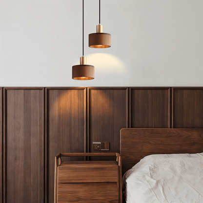 Vesil Hanglamp Van Koper En Hout Met Gerichte Neerwaartse Verlichting