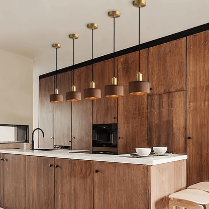 Vesil Hanglamp Van Koper En Hout Met Gerichte Neerwaartse Verlichting