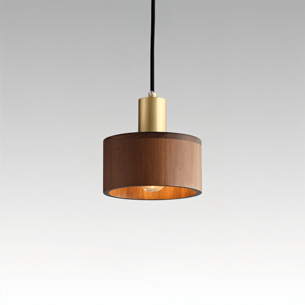Vesil Hanglamp Van Koper En Hout Met Gerichte Neerwaartse Verlichting