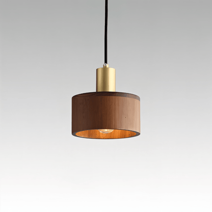 Vesil Hanglamp Van Koper En Hout Met Gerichte Neerwaartse Verlichting