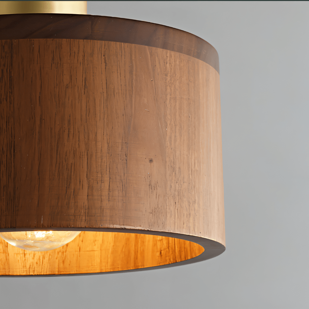 Vesil Hanglamp Van Koper En Hout Met Gerichte Neerwaartse Verlichting