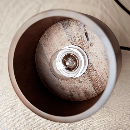 Vesil Hanglamp Van Koper En Hout Met Gerichte Neerwaartse Verlichting