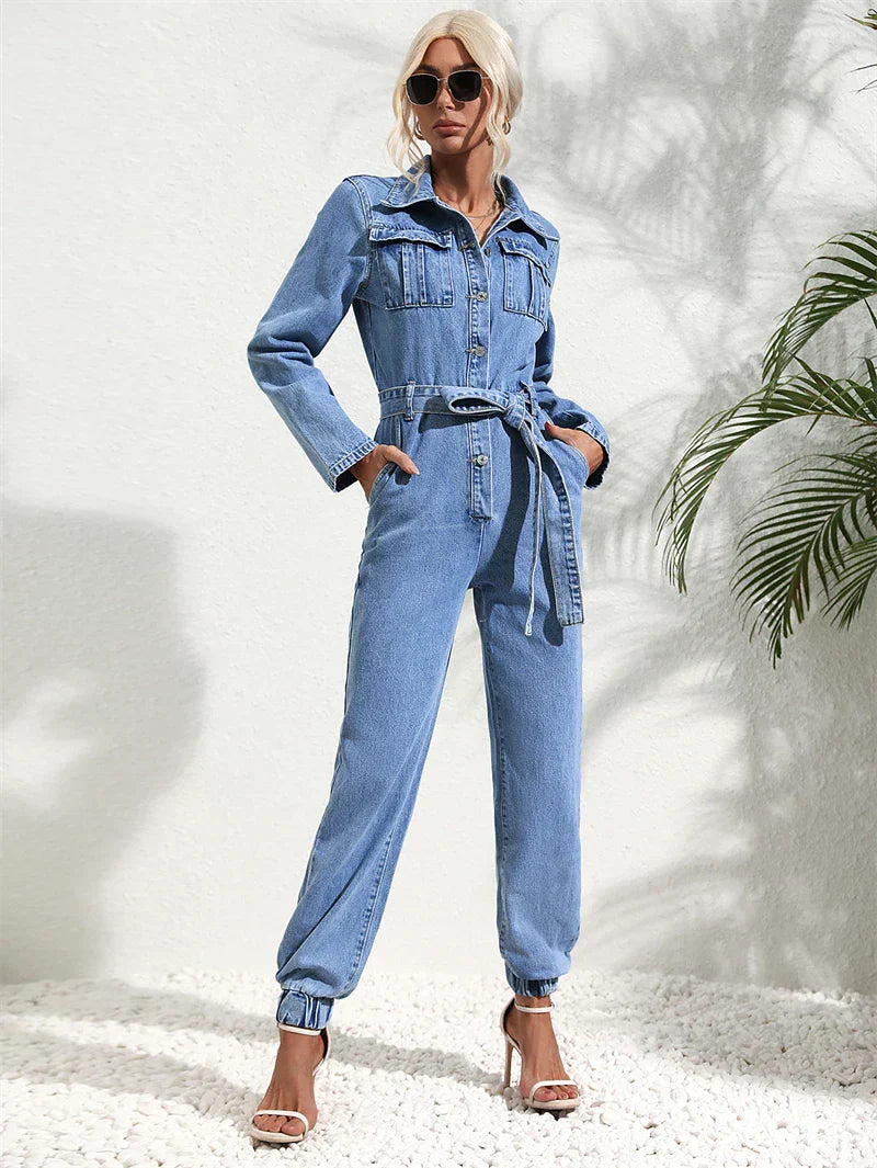 Jumpsuit Dames Denim Blauw Modieus