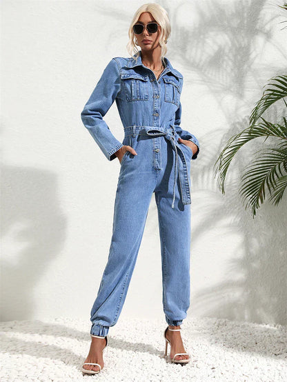 Jumpsuit Dames Denim Blauw Modieus