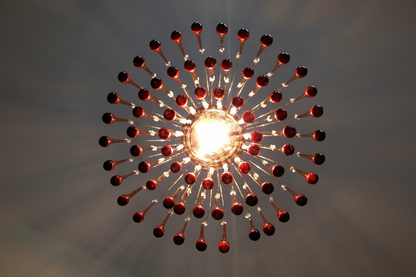 Hanglamp Amberglas E27 Goud Ø60cm Druppels Kristal Woonkamer Eetkamer Hal Kroonluchter Murano Stijl Art Deco