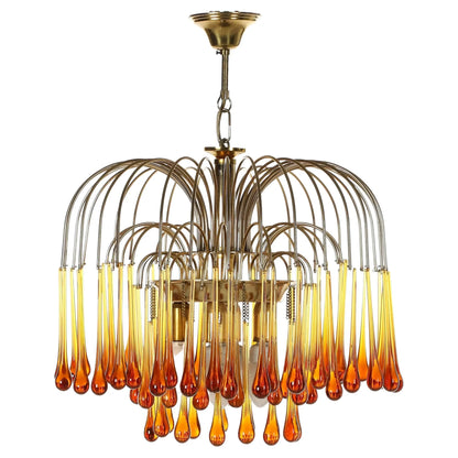 Hanglamp Amberglas E27 Goud Ø60cm Druppels Kristal Woonkamer Eetkamer Hal Kroonluchter Murano Stijl Art Deco