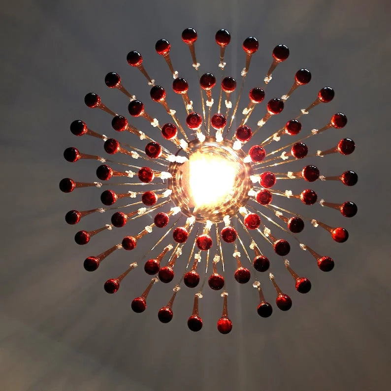 Hanglamp Amberglas E27 Goud Ø60cm Druppels Kristal Woonkamer Eetkamer Hal Kroonluchter Murano Stijl Art Deco