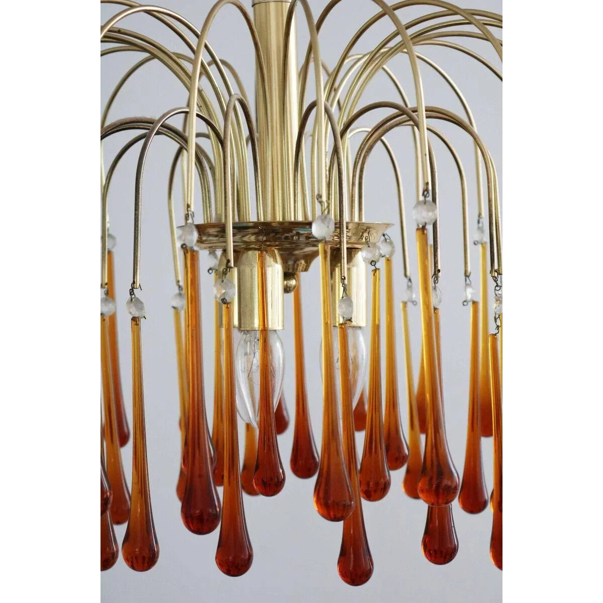 Hanglamp Amberglas E27 Goud Ø60cm Druppels Kristal Woonkamer Eetkamer Hal Kroonluchter Murano Stijl Art Deco