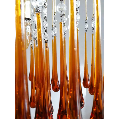 Hanglamp Amberglas E27 Goud Ø60cm Druppels Kristal Woonkamer Eetkamer Hal Kroonluchter Murano Stijl Art Deco