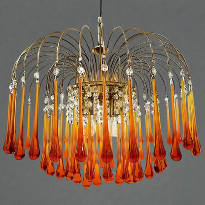 Hanglamp Amberglas E27 Goud Ø60cm Druppels Kristal Woonkamer Eetkamer Hal Kroonluchter Murano Stijl Art Deco