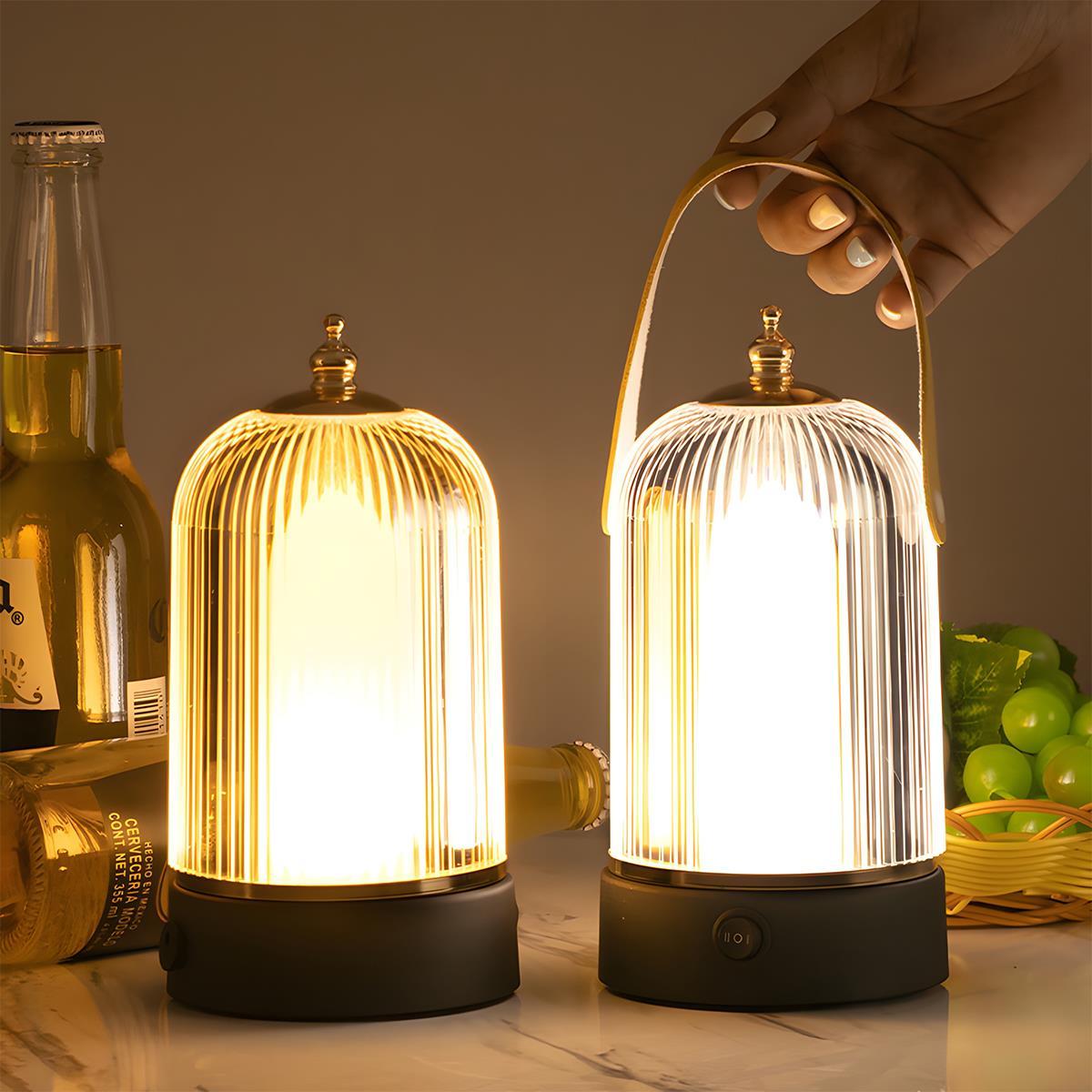 Tafellamp Lantaarn Oplaadbaar Dimbaar Metaal Acryl Zwart Sfeerverlichting Slaapkamer Woonkamer Nachtlamp Touch Vintage