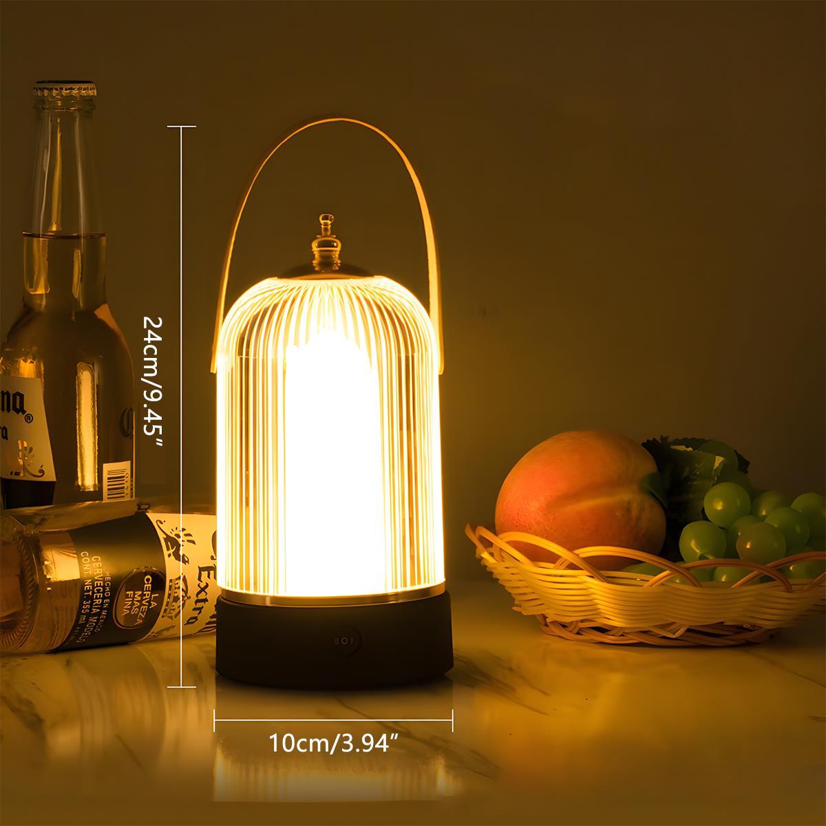 Tafellamp Lantaarn Oplaadbaar Dimbaar Metaal Acryl Zwart Sfeerverlichting Slaapkamer Woonkamer Nachtlamp Touch Vintage