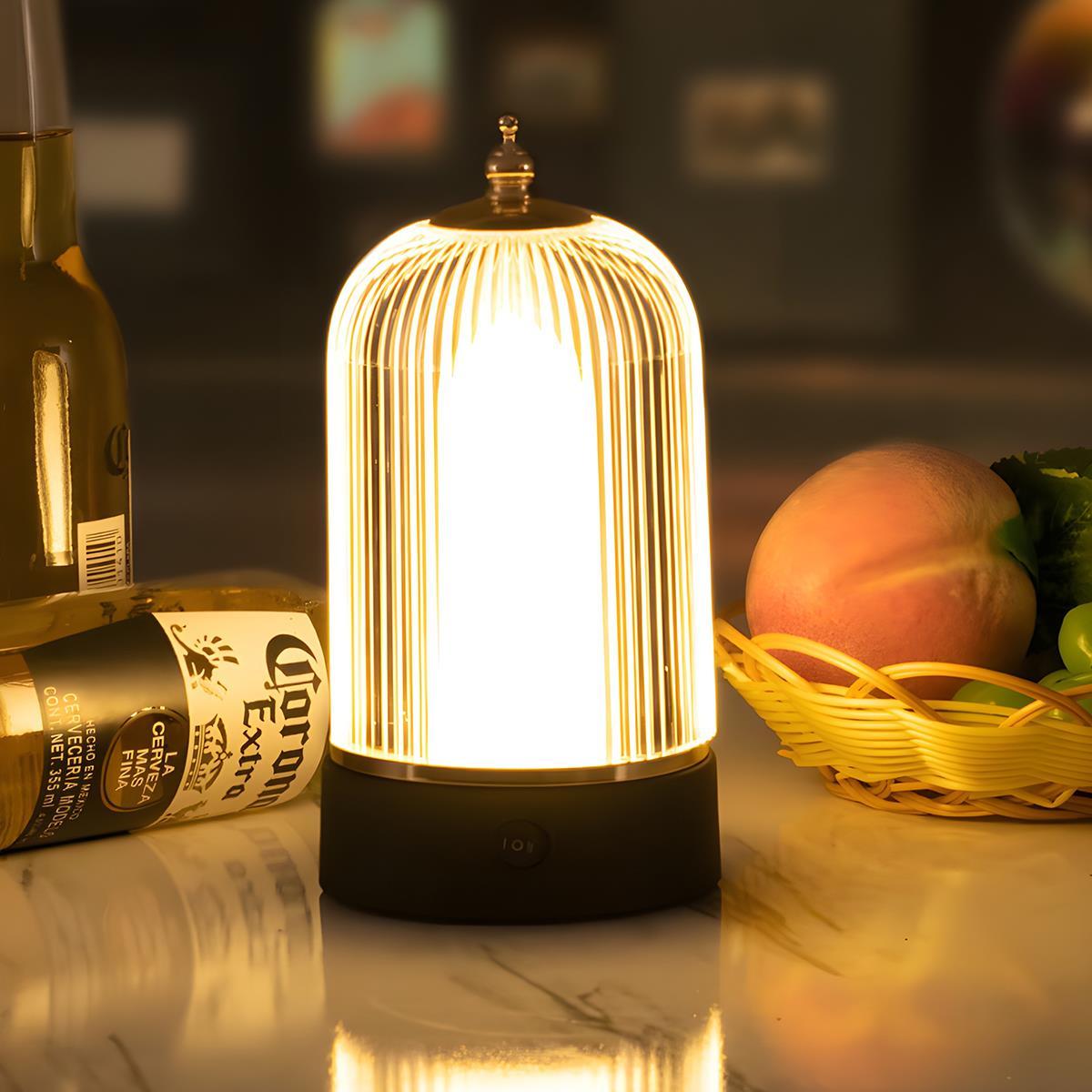 Tafellamp Lantaarn Oplaadbaar Dimbaar Metaal Acryl Zwart Sfeerverlichting Slaapkamer Woonkamer Nachtlamp Touch Vintage