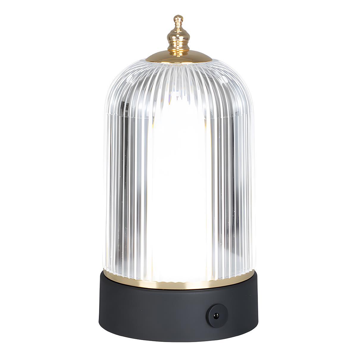 Tafellamp Lantaarn Oplaadbaar Dimbaar Metaal Acryl Zwart Sfeerverlichting Slaapkamer Woonkamer Nachtlamp Touch Vintage