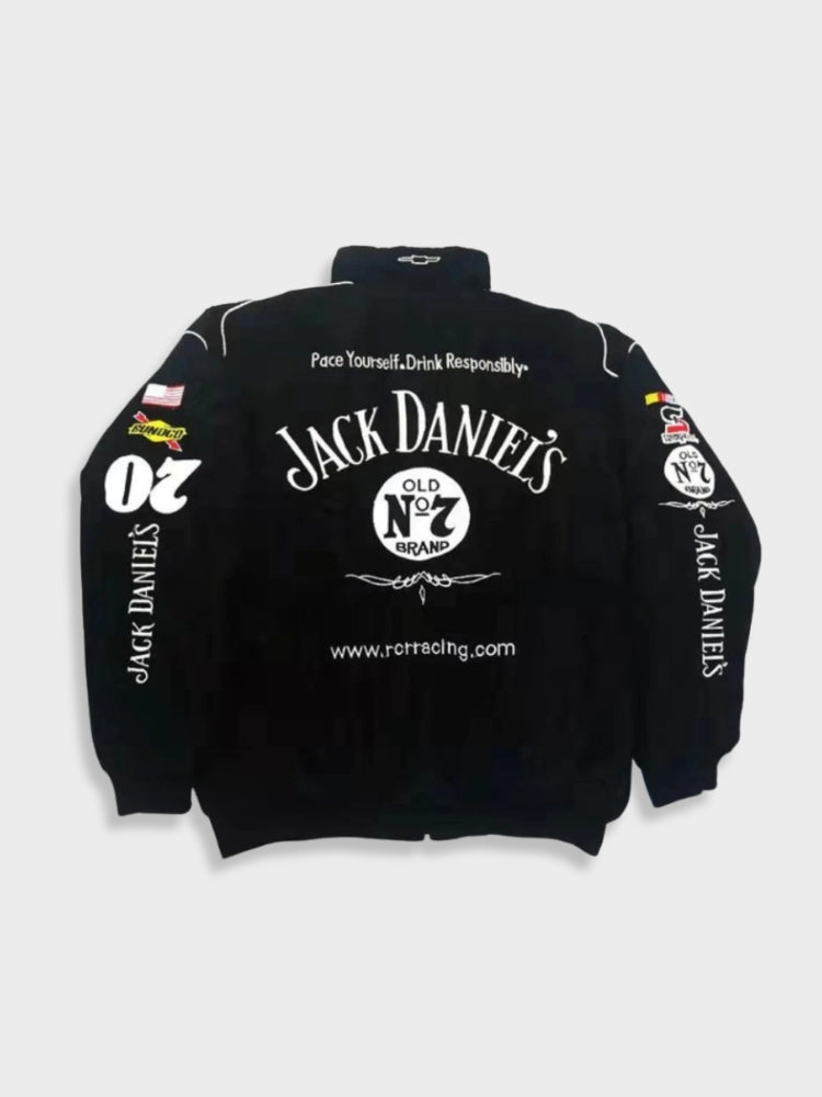 Vintage Jack Daniels Jacket in de kleur Zwart voor dames in stijl ideaal voor de herfst.