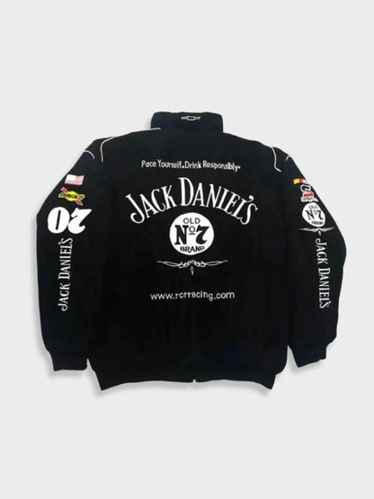 Vintage Jack Daniels Jacket in de kleur Zwart voor dames in stijl ideaal voor de herfst.