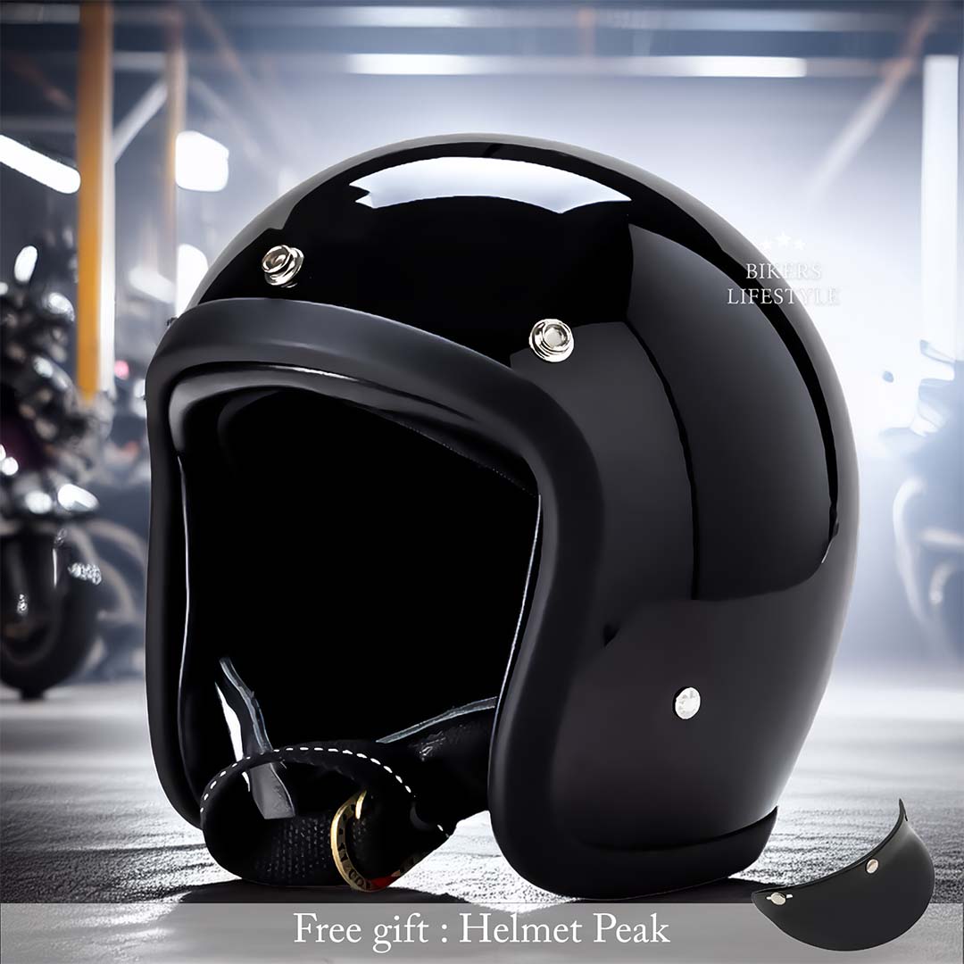 Vintage Low Profile Motorhelm DOT & ECE Gecertificeerd – Retro Fibreglass Helm met Lichtgewicht Design & Dubbele D-Sluiting